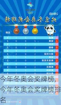 今年冬奥会奖牌榜,今年冬奥会奖牌榜排名