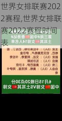 世界女排联赛2022赛程,世界女排联赛2022赛程时间表