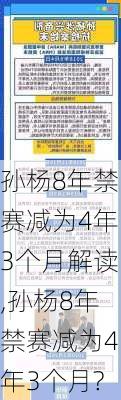 孙杨8年禁赛减为4年3个月解读,孙杨8年禁赛减为4年3个月?