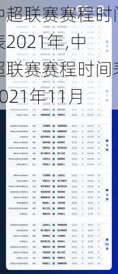 中超联赛赛程时间表2021年,中超联赛赛程时间表2021年11月
