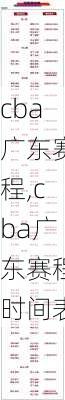 cba广东赛程,cba广东赛程时间表