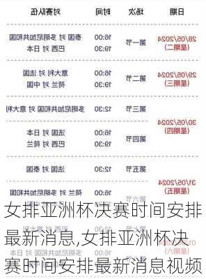 女排亚洲杯决赛时间安排最新消息,女排亚洲杯决赛时间安排最新消息视频