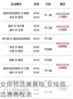 女排预选赛赛程,女排预选赛赛程表