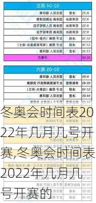 冬奥会时间表2022年几月几号开赛,冬奥会时间表2022年几月几号开赛的