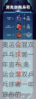 奥运会混双乒乓球哪一年宣布,奥运会混双乒乓球哪一年宣布的