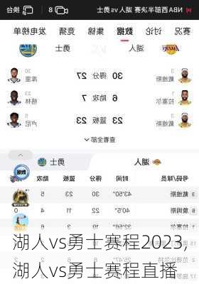 湖人vs勇士赛程2023,湖人vs勇士赛程直播
