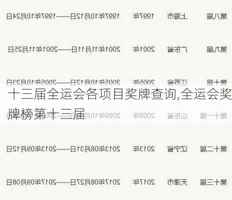 十三届全运会各项目奖牌查询,全运会奖牌榜第十三届