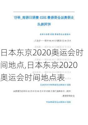 日本东京2020奥运会时间地点,日本东京2020奥运会时间地点表