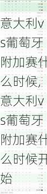 意大利vs葡萄牙附加赛什么时候,意大利vs葡萄牙附加赛什么时候开始