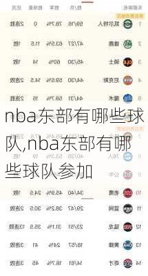 nba东部有哪些球队,nba东部有哪些球队参加
