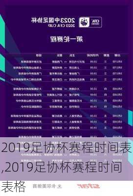 2019足协杯赛程时间表,2019足协杯赛程时间表格