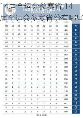 14届全运会参赛省,14届全运会参赛省份有哪些