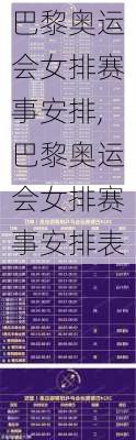 巴黎奥运会女排赛事安排,巴黎奥运会女排赛事安排表