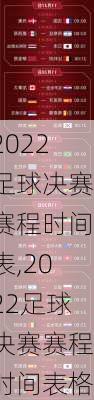 2022足球决赛赛程时间表,2022足球决赛赛程时间表格