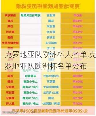 克罗地亚队欧洲杯大名单,克罗地亚队欧洲杯名单公布