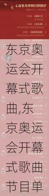 东京奥运会开幕式歌曲,东京奥运会开幕式歌曲节目单