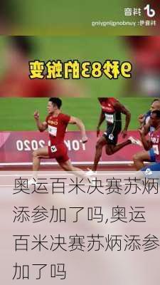 奥运百米决赛苏炳添参加了吗,奥运百米决赛苏炳添参加了吗
