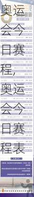 奥运会今日赛程,奥运会今日赛程表