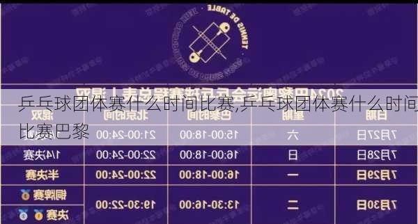 乒乓球团体赛什么时间比赛,乒乓球团体赛什么时间比赛巴黎