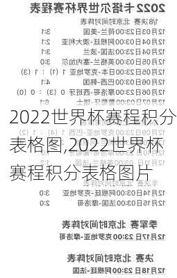 2022世界杯赛程积分表格图,2022世界杯赛程积分表格图片