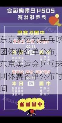 东京奥运会乒乓球团体赛名单公布,东京奥运会乒乓球团体赛名单公布时间