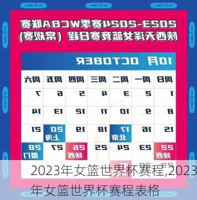 2023年女篮世界杯赛程,2023年女篮世界杯赛程表格