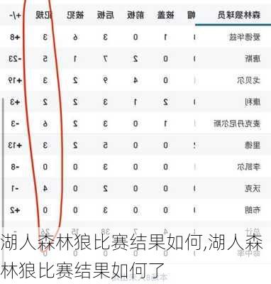 湖人森林狼比赛结果如何,湖人森林狼比赛结果如何了