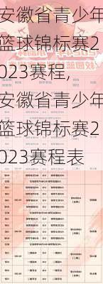 安徽省青少年篮球锦标赛2023赛程,安徽省青少年篮球锦标赛2023赛程表