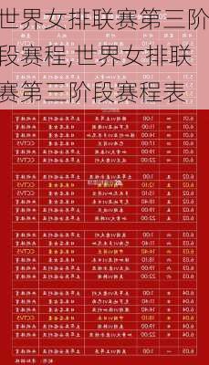 世界女排联赛第三阶段赛程,世界女排联赛第三阶段赛程表