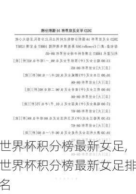 世界杯积分榜最新女足,世界杯积分榜最新女足排名