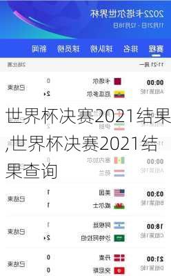 世界杯决赛2021结果,世界杯决赛2021结果查询