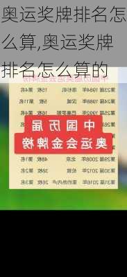 奥运奖牌排名怎么算,奥运奖牌排名怎么算的