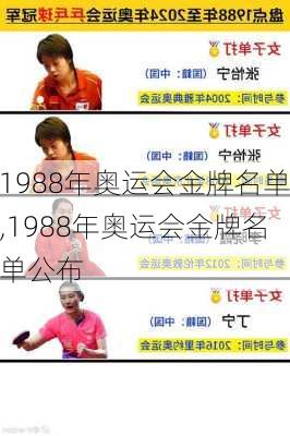 1988年奥运会金牌名单,1988年奥运会金牌名单公布