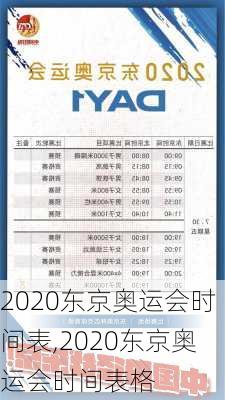 2020东京奥运会时间表,2020东京奥运会时间表格