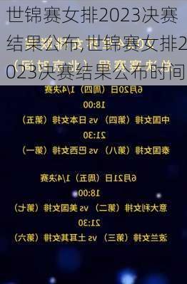 世锦赛女排2023决赛结果公布,世锦赛女排2023决赛结果公布时间