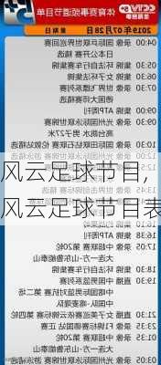 风云足球节目,风云足球节目表