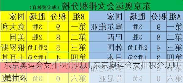 东京奥运会女排积分规则,东京奥运会女排积分规则是什么