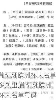 葡萄牙欧洲杯大名单多久出,葡萄牙欧洲杯大名单号码