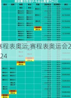 赛程表奥运,赛程表奥运会2024