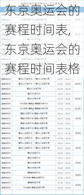 东京奥运会的赛程时间表,东京奥运会的赛程时间表格