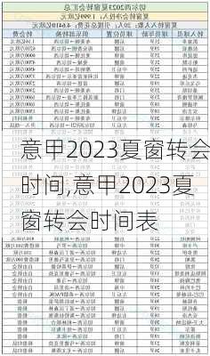 意甲2023夏窗转会时间,意甲2023夏窗转会时间表