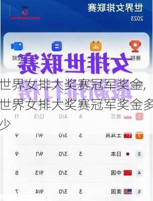世界女排大奖赛冠军奖金,世界女排大奖赛冠军奖金多少