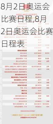 8月2日奥运会比赛日程,8月2日奥运会比赛日程表