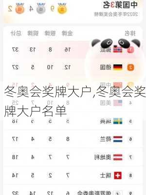 冬奥会奖牌大户,冬奥会奖牌大户名单