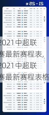 2021中超联赛最新赛程表,2021中超联赛最新赛程表格