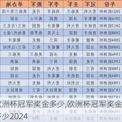 欧洲杯冠军奖金多少,欧洲杯冠军奖金多少2024