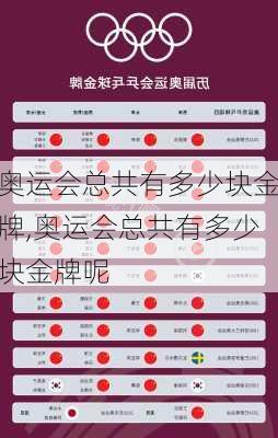 奥运会总共有多少块金牌,奥运会总共有多少块金牌呢