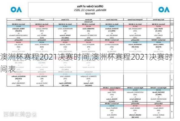 澳洲杯赛程2021决赛时间,澳洲杯赛程2021决赛时间表