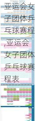 亚运会女子团体乒乓球赛程,亚运会女子团体乒乓球赛程表