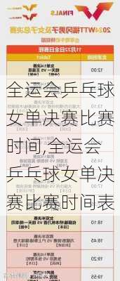 全运会乒乓球女单决赛比赛时间,全运会乒乓球女单决赛比赛时间表
